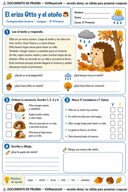 Ejemplo: El erizo Otto y el otoño